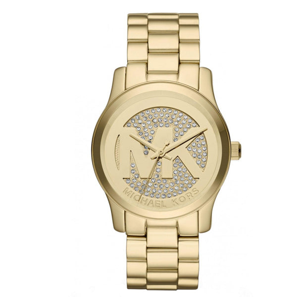 Michael Kors Slim Runway Gold Stainless Steel Gold Dial Quartz Watch for Ladies - MK-5852
