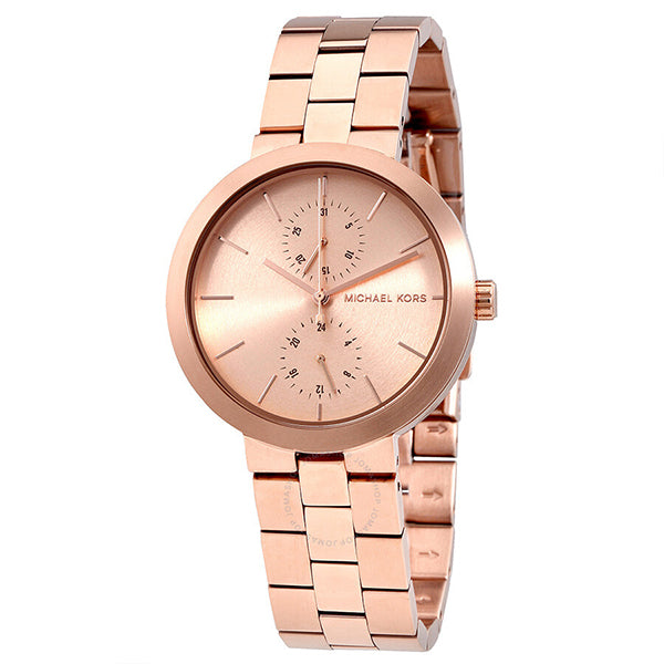 Michael Kors Garner Rose Gold Stainless Steel Rose Gold Dial Quartz Watch for Ladies - MK-6409