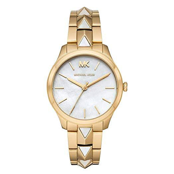 Michael Kors Slim Runway Gold Stainless Steel White Dial Quartz Watch for Ladies - MK-6689