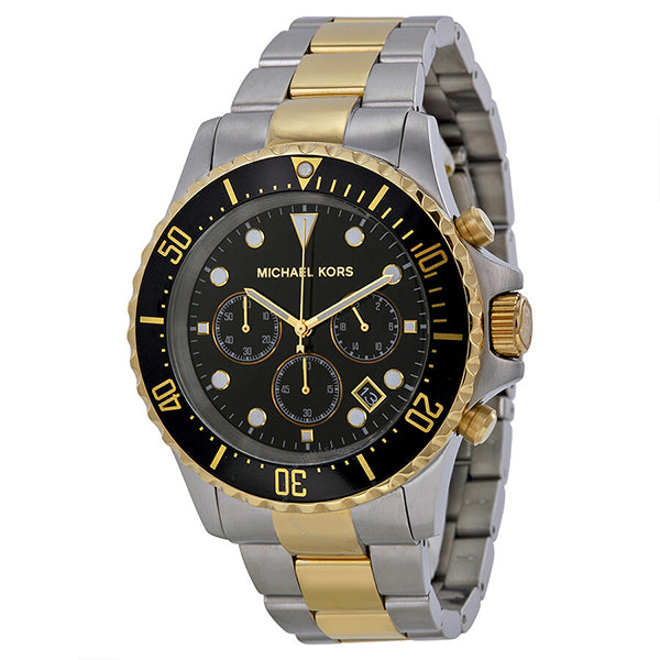Michael Kors Everest Two-tone Stainless Steel Black Dial Chronograph Quartz Watch for Gents - MK-8311