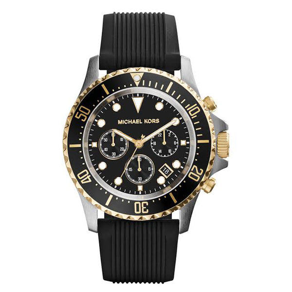 Michael Kors Everest Black Silicone Strap Black Dial Chronograph Quartz Watch for Gents - MK-8366