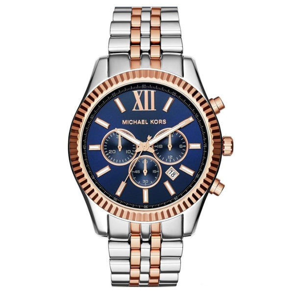 Michael Kors Lexington Two-tone Stainless Steel Blue Dial Chronograph Quartz Watch for Gents - MK-8412