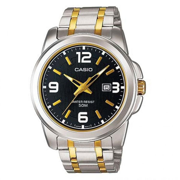 Casio Two-tone Stainless Steel Black Dial Quartz Watch for Gents - MTP-1314SG-1AVDF