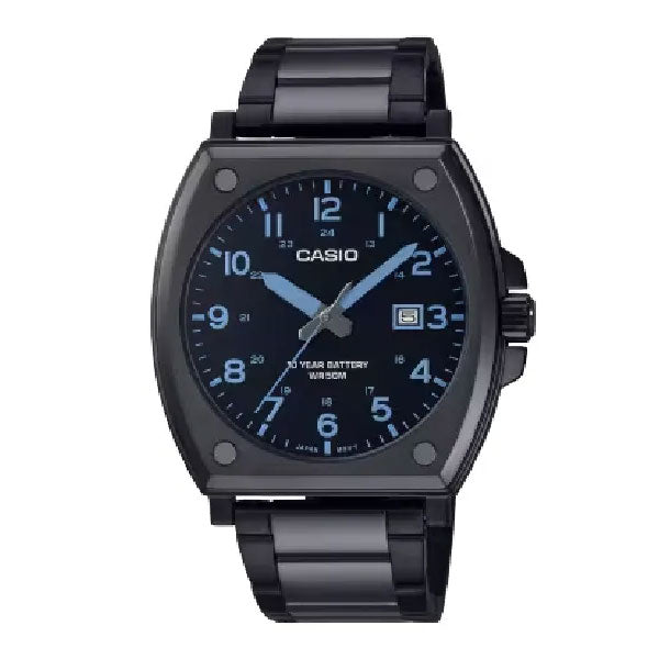 Casio Enticer Black Stainless Steel Black Dial Quartz Watch for Gents - MTP-E715D-1A VDF