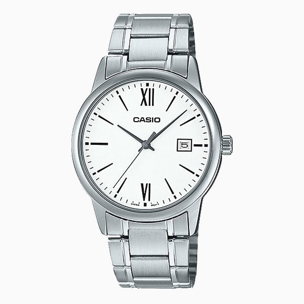 Casio Silver Stainless Steel White Dial Quartz Unisex Watch - MTP-V002D-7B3 UDF
