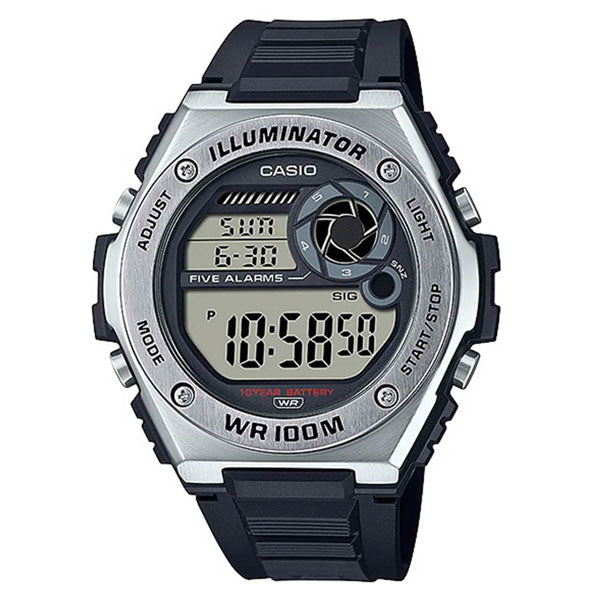Casio Illuminator Black Silicone Strap Grey Dial Quartz Watch for Gents - MWD-100H-1AVDF