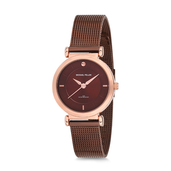 Michael Fellini Brown Mesh Bracelet Brown Dial Quartz Watch for Ladies - MF2130-5