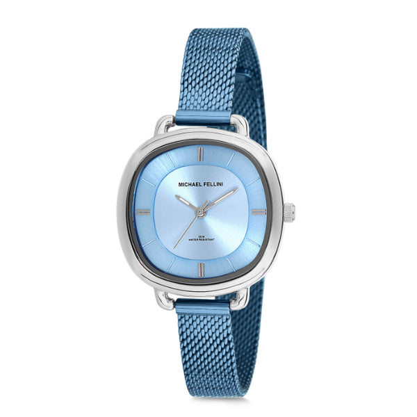 Michael Fellini Light Blue Mesh Bracelet Light Blue Dial Quartz Watch for Ladies - MF2183-2