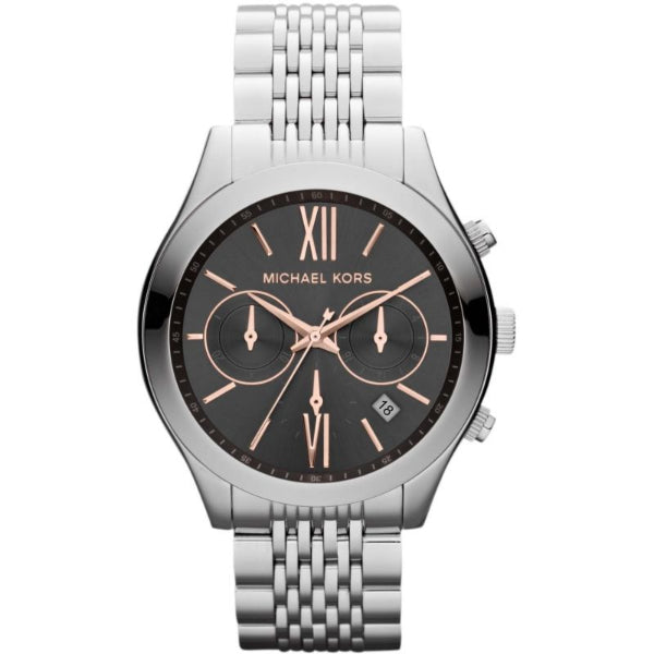 Michael Kors Brookton Silver Stainless Steel Grey Dial Chronograph Quartz Watch for Ladies - MK-5761