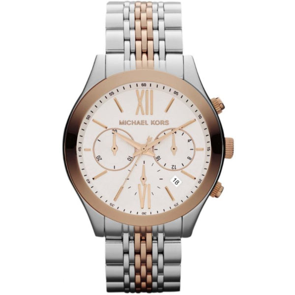Michael Kors Brookton Two-tone Stainless Steel Off-white Dial Chronograph Quartz Watch for Ladies - MK-5763