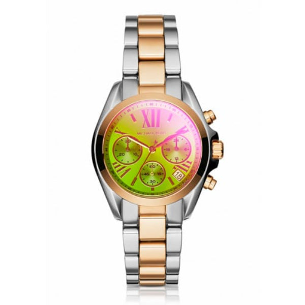 Michael Kors Bradshaw Two-tone Stainless Steel Multicolour Dial Chronograph Quartz Watch for Ladies - MK-6198