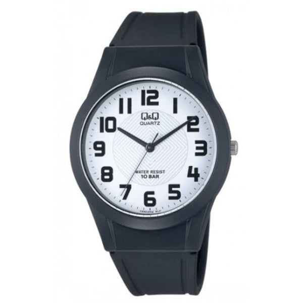 Q&Q Black Silicone Strap White Dial Quartz Watch for Ladies - VQ50J002Y