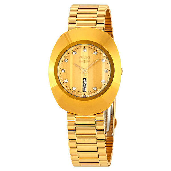 RADO Yellow Gold Stainless Steel Gold Dial Quartz Watch for Gents- R12304303