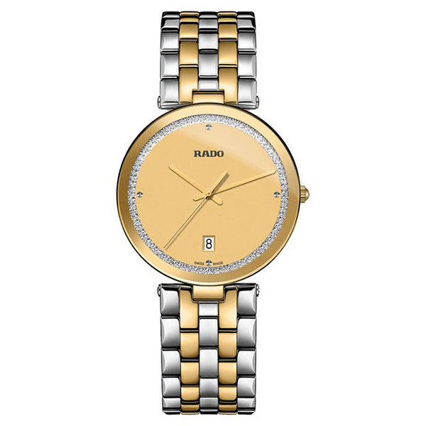 RADO Two-tone Stainless Steel Champagne Dial Quartz Watch for Gents- R48868263