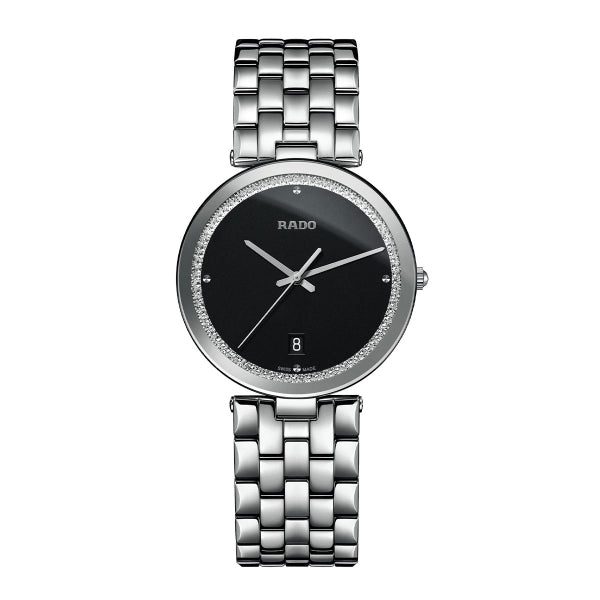 Rado Florence Silver Stainless Steel Black Dial Quartz Watch for Gents - R48870153