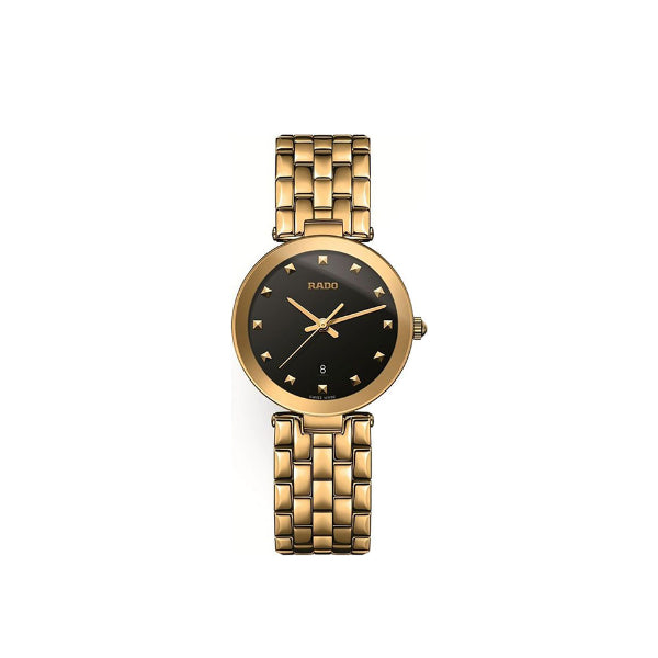 Rado Florence Gold Stainless Steel Black Dial Quartz Watch for Ladies - R48872163