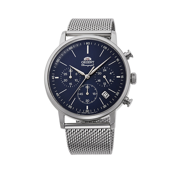 Orient Classic Silver Mesh Bracelet Blue Dial Quartz Watch for Gents - RA-KV0401L10B