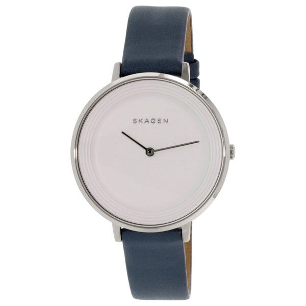 Skagen Ditte Blue Leather Strap White Dial Quartz Watch for Ladies - SKW2335