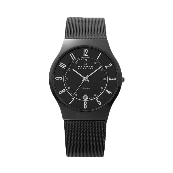 Skagen Titanium Black Mesh Bracelet Black Dial Quartz Watch for Gents - SKW 233XLTMB