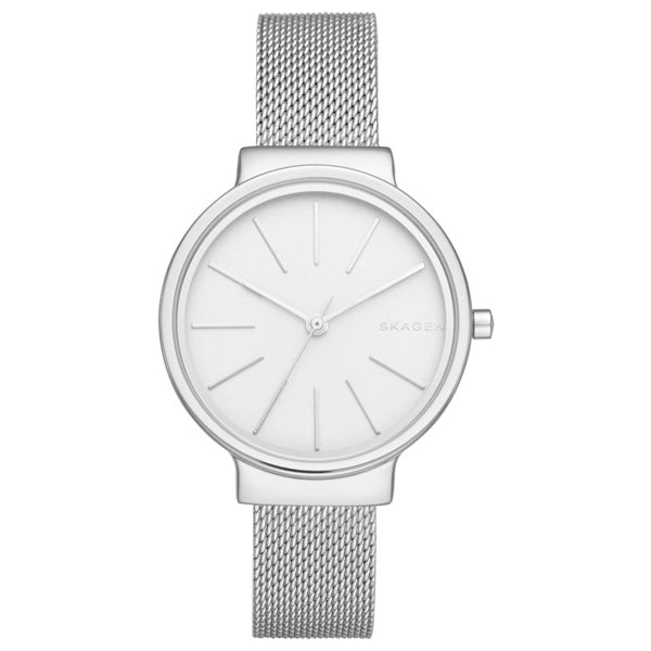 Skagen Ancher Silver Mesh Bracelet White Dial Quartz Watch for Ladies - SKW2478