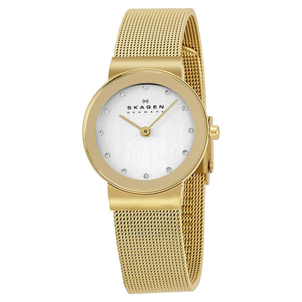 Skagen Freja Gold Mesh Bracelet White Dial Quartz Watch for Ladies - SKW 358SGGD