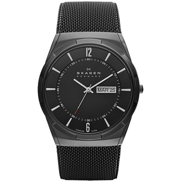Skagen Titanium Black Mesh Bracelet Black Dial Quartz Watch for Gents - SKW6006