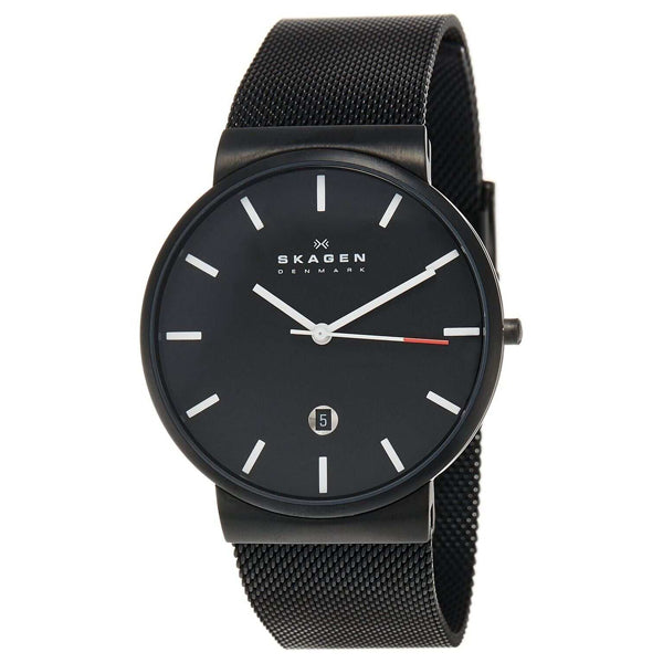 Skagen Klassik Black Mesh Bracelet Black Dial Quartz Watch for Gents - SKW6053