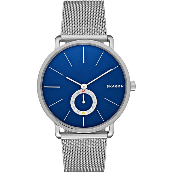 Skagen Hagen Silver Mesh Bracelet Blue Dial Quartz Watch for Gents - SKW6230