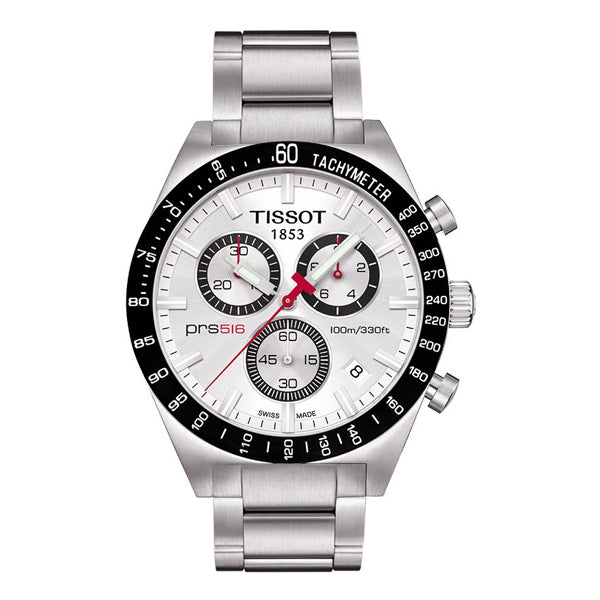 Tissot PRS516 Silver Stainless Steel Silver Dial Quartz Watch for Men's - T-0444172103100