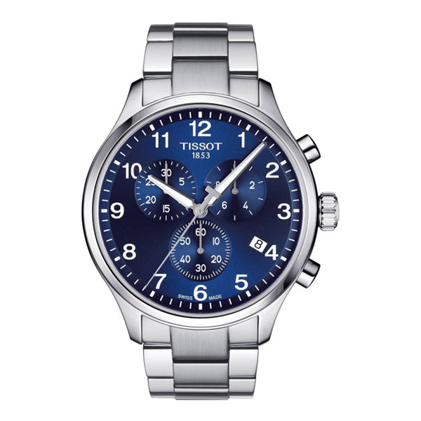 Tissot PRC200 Silver Stainless Steel Blue Dial Chronograph Quartz Watch for Men's - T-0554171104700