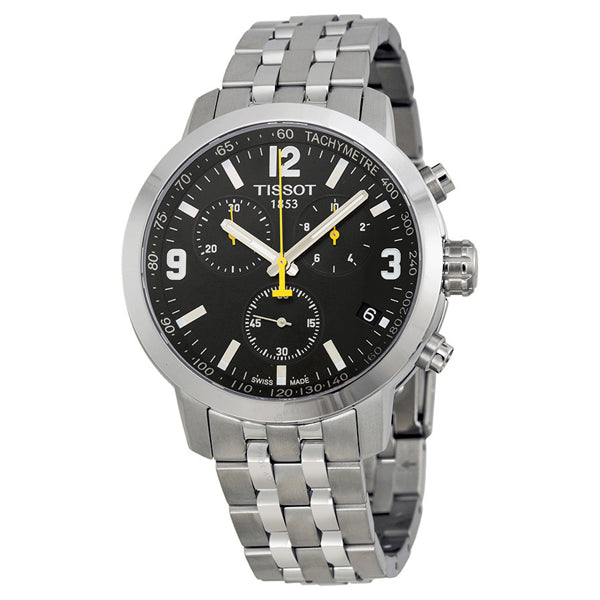 Tissot PRC200 Silver Stainless Steel Black Dial Chronograph Quartz Watch for Men's - T-0554171105700