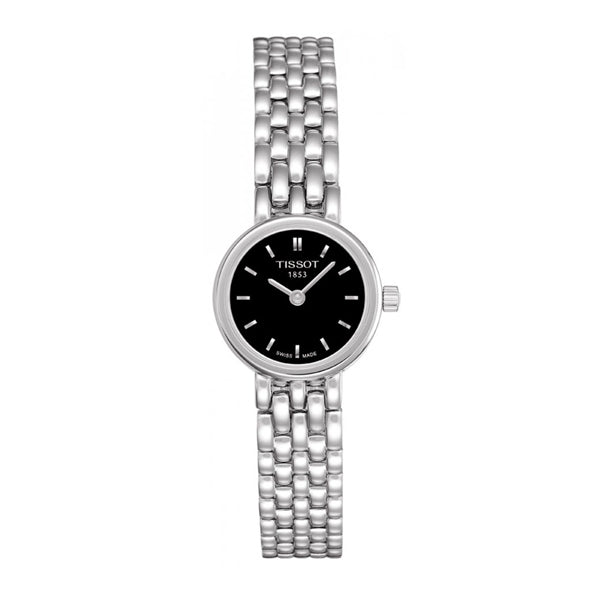 Tissot Lovely Silver Stainless Steel Black Dial Quartz Watch for Ladies - T-0580091105100