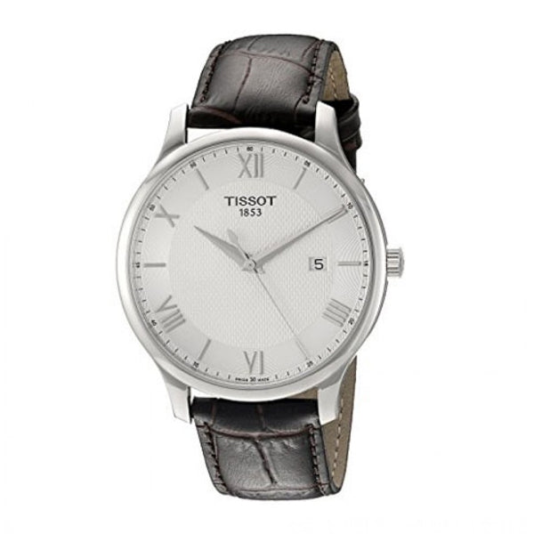 Tissot Tradition Brown Leather strap Silver Dial Quartz Watch for Men's - T-0636101603800