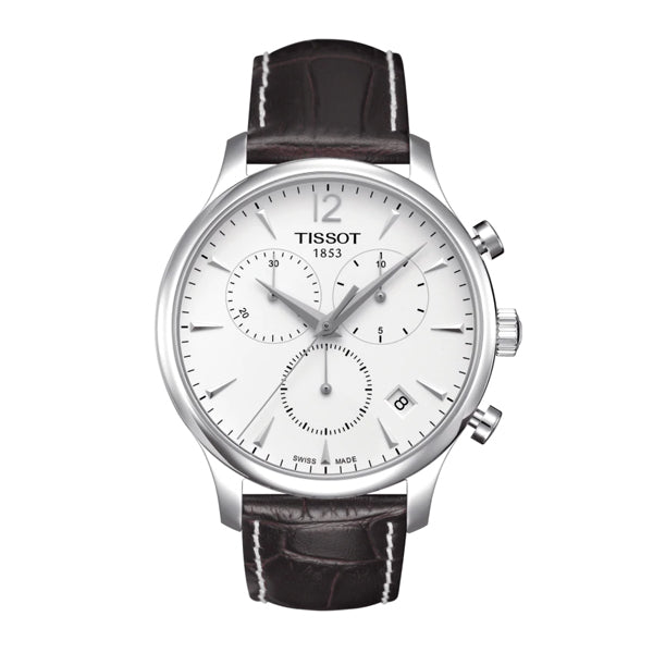 Tissot Tradition Brown Leather strap Silver Dial Chronograph Quartz Watch for Men's - T-0636171603700