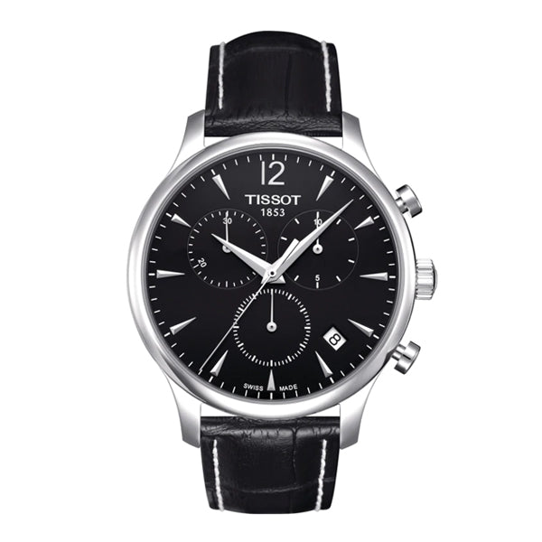 Tissot Tradition Black Leather strap Black Dial Quartz Watch for Men's - T-0636171605700