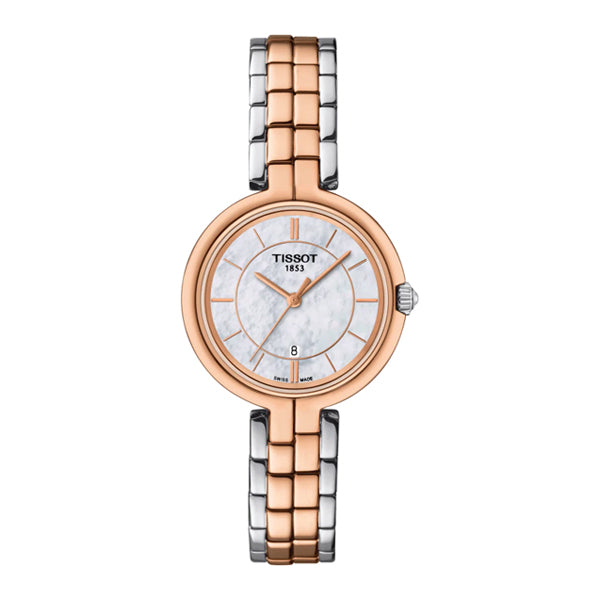 Tissot Flamingo Two-tone Stainless Steel Mother of pearl Dial Quartz Watch for Ladies - T-0942102211100