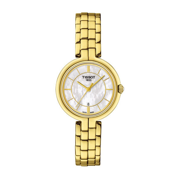 Tissot Flamingo Gold Stainless Steel Mother of pearl Dial Quartz Watch for Ladies - T-0942103311100