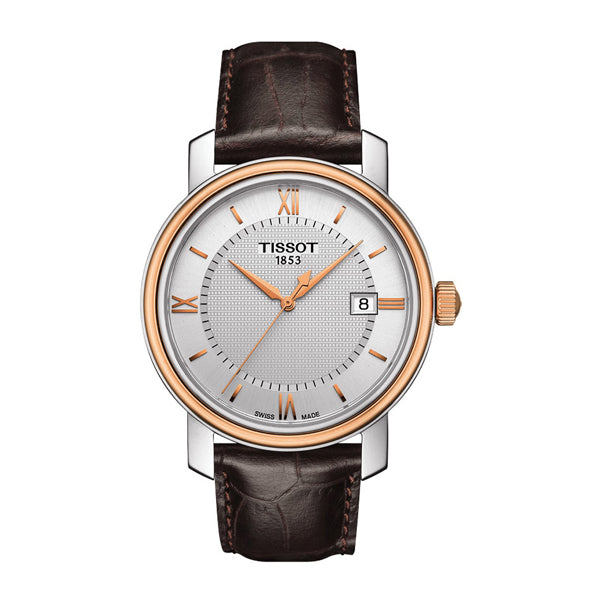 Tissot Bridgeport Brown Leather strap Silver Dial Quartz Watch for Men's - T-0974102603800