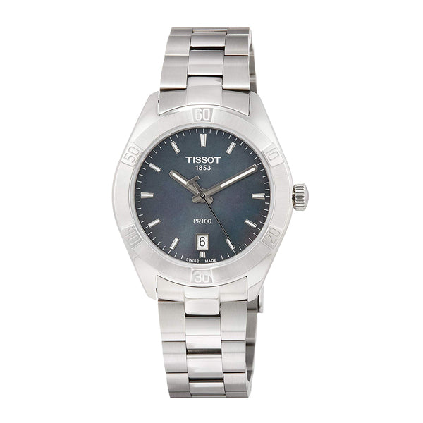 Tissot PR100 Silver Stainless Steel Blue Dial Quartz Watch for Ladies - T-1019101112100