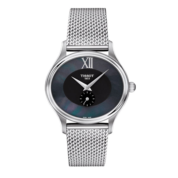 Tissot Bella Ora Silver Mesh Bracelet Black Dial Quartz Watch for Ladies - T-1033101112300