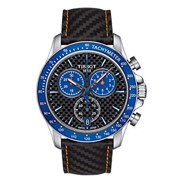 Tissot V8 Black Leather strap Black Dial Chronograph Quartz Watch for Men's - T-1064171620100