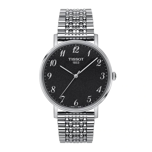 Tissot everytime Medium Silver Stainless Steel Black Dial Quartz Watch for Unisex - T-1094101107200