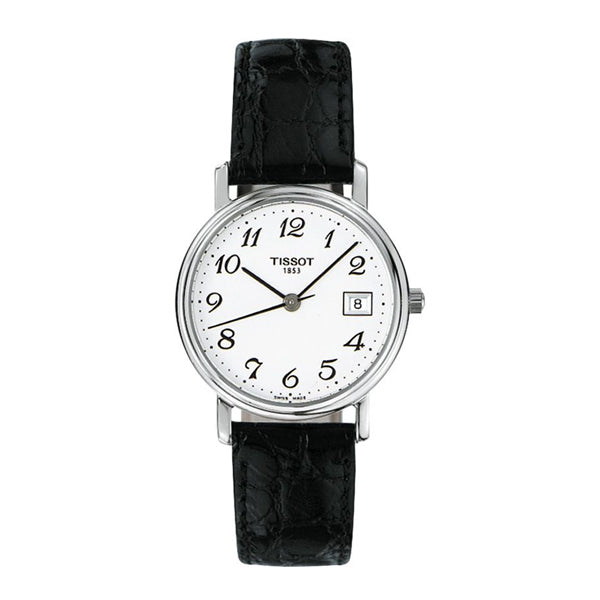 Tissot Desire Black Leather strap White Dial Quartz Watch for Ladies - T-52112112