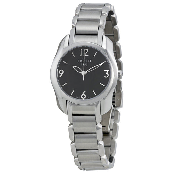 Tissot T-Wave Silver Stainless Steel Black Dial Quartz Watch for Ladies - T023.210.11.057.00