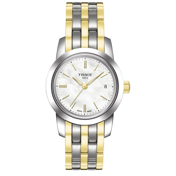 Tissot T-Classic Two-tone Stainless Steel Mother of pearl Dial Quartz Watch for Ladies - T033.210.22.111.00