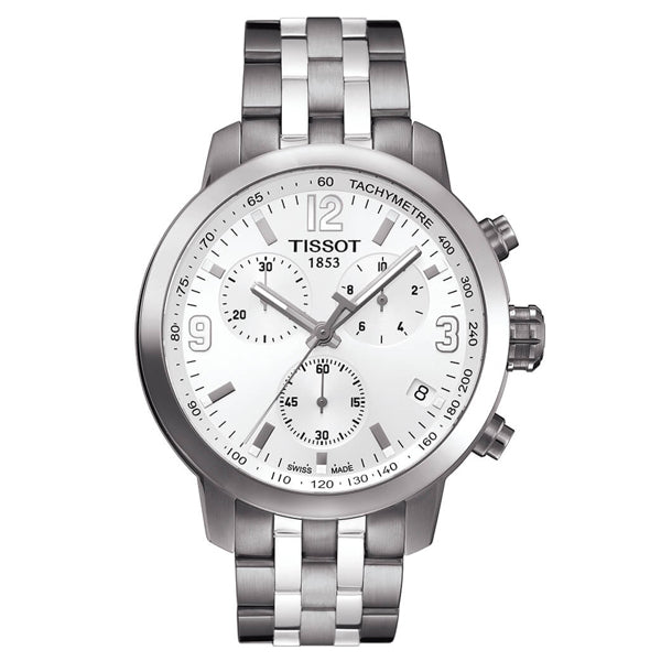 Tissot PRC200 Silver Stainless Steel Silver Dial Chronograph Quartz Watch for Men's - T0554171103700