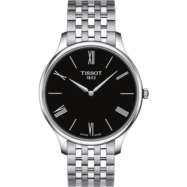 Tissot Tradition 5.5 Silver Stainless Steel Black Dial Quartz Watch for Men's - T063.409.11.058.00
