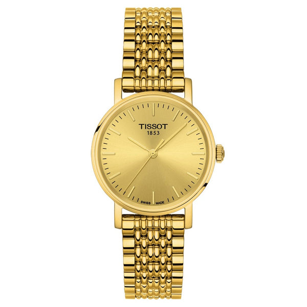 Tissot T-Classic Yellow Gold Stainless Steel Yellow Gold Dial Quartz Watch for Ladies - T1092210002100