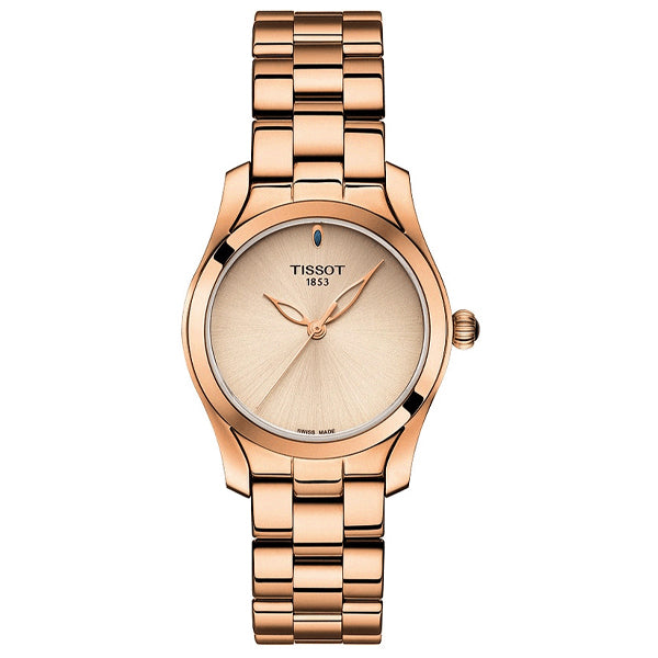 Tissot T-Wave rose gold Stainless Steel Bronze Dial Quartz Watch for Ladies - T1122103345100