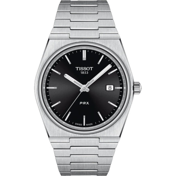 Tissot PRX Silver Stainless Steel Black Dial Quartz Watch for Men's - T137.410.11.051.00